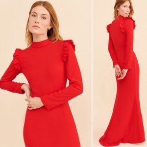 Anthropologie Camilyn Beth Camilla Red ruffle maxi dress sz 4